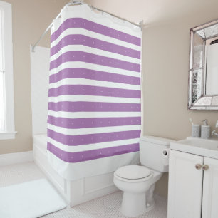 Lavender and white stripes shower curtain