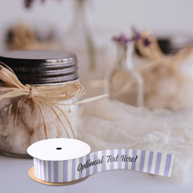 Lavender and White Stripes + Your Message / Name Satin Ribbon (Creator Uploaded)