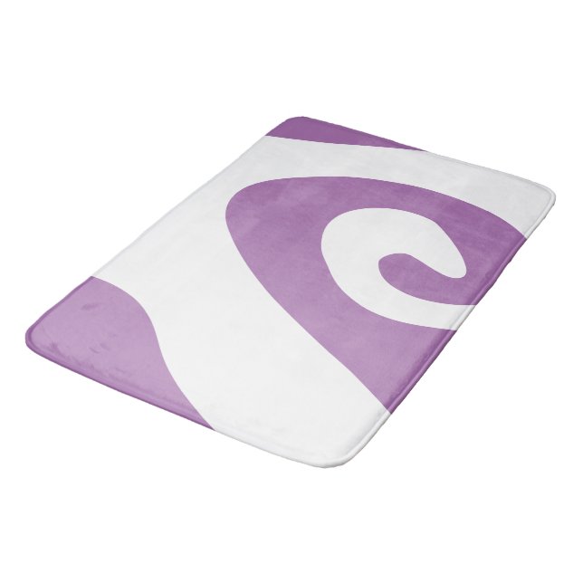 Lavender and White Swirl Wave Bath Mat (Angled)