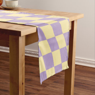 Lavender And Yellow Chequerboard Check Pattern Short Table Runner