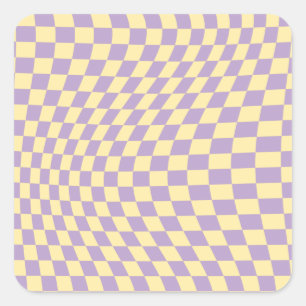Lavender And Yellow Chequerboard Check Pattern Square Sticker