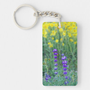 Lavender and Yellow Sunflower Key Ring