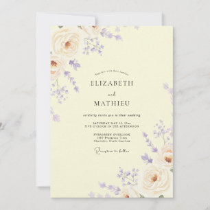 Lavender Apricot Sprig Eucalyptus Wedding Invitation