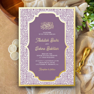 Lavender Arabesque Pattern Muslim Wedding Gold