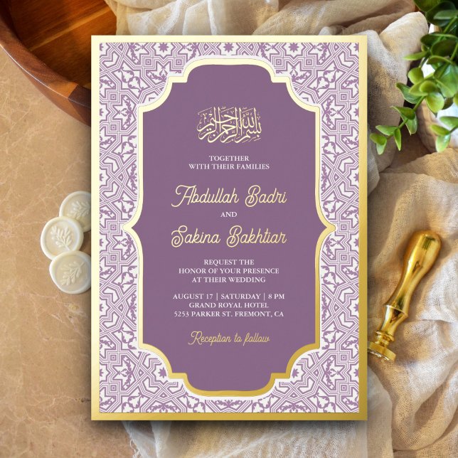 Lavender Arabesque Pattern Muslim Wedding Gold (Creator Uploaded)
