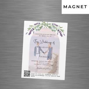 Lavender arch photo florals QR RSVP luxury wedding Magnetic Invitation