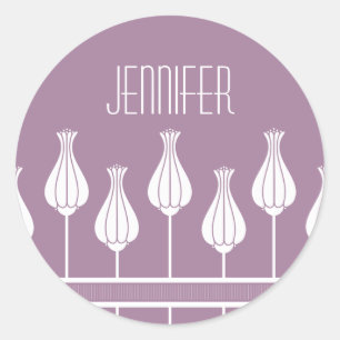 Lavender Art Deco Floral Stickers