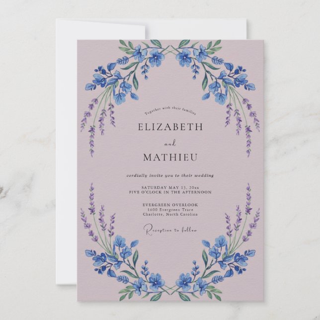 Lavender Art Nouveau Bloom Wedding Invitation (Front)