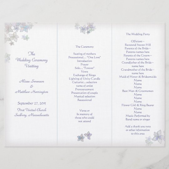 Lavender Art Tri Fold Wedding Program Template Zazzle Com Au