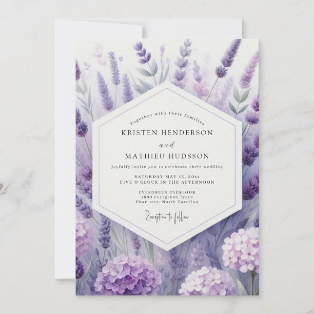 Lavender Artistic Meadow Wedding Invitation (Front)