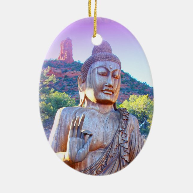 lavender aura buddha ceramic tree decoration (Back)