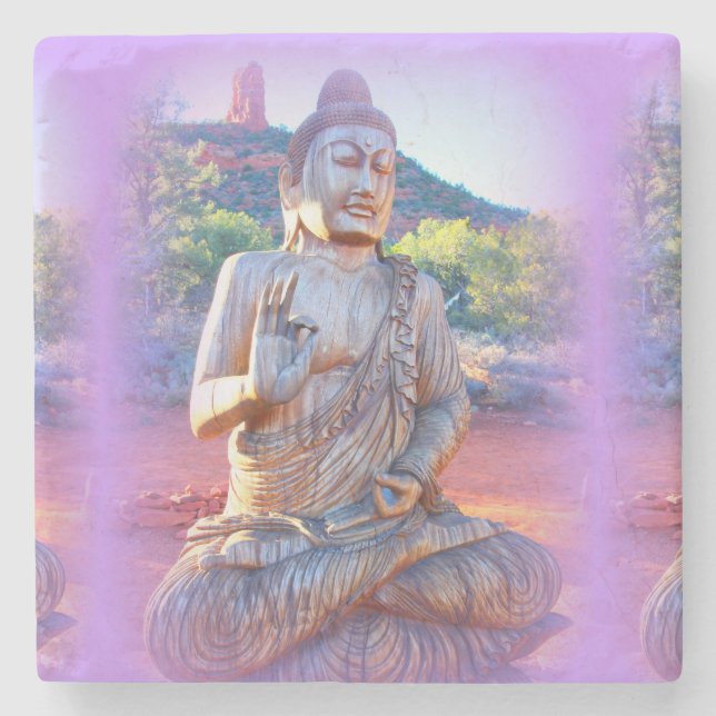lavender aura buddha stone coaster (Front)