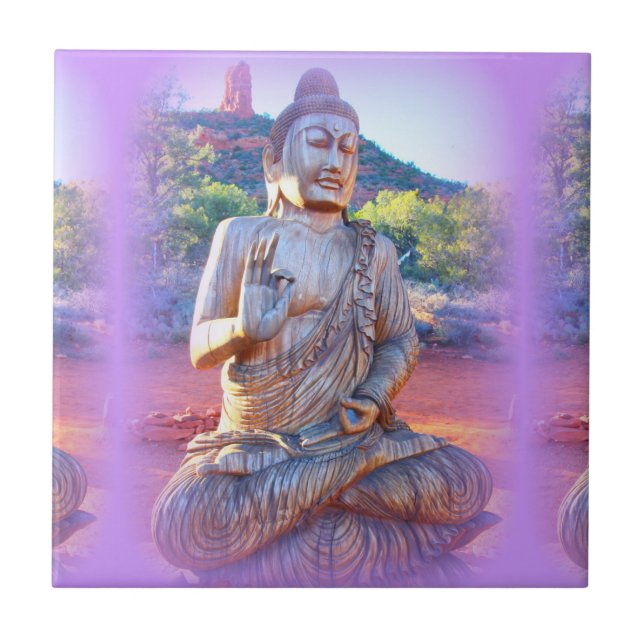 lavender aura buddha tile (Front)