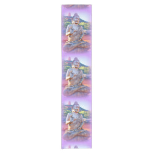 lavender aura buddhas short table runner