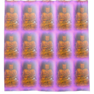 lavender aura buddhas shower curtain