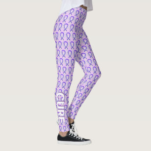 Lavender Awareness Ribbon Angel Custom Leggings
