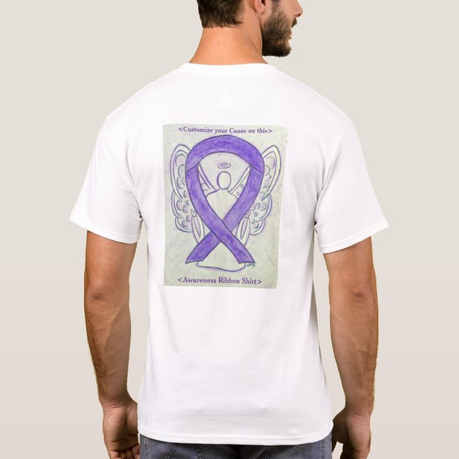 Lavender Awareness Ribbon Angel Custom Shirts (Back)