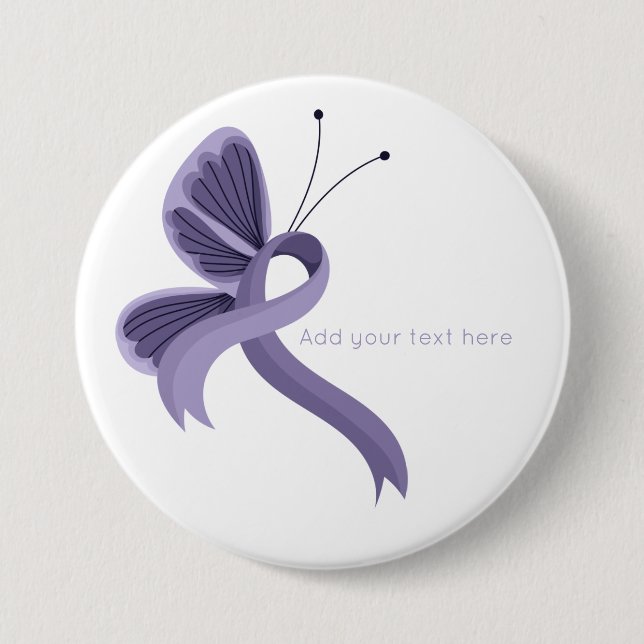 Lavender Awareness Ribbon Butterfly  Button (Front)