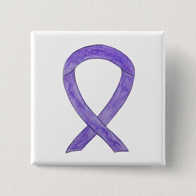 Lavender Awareness Ribbon Custom Button Pins (Front)