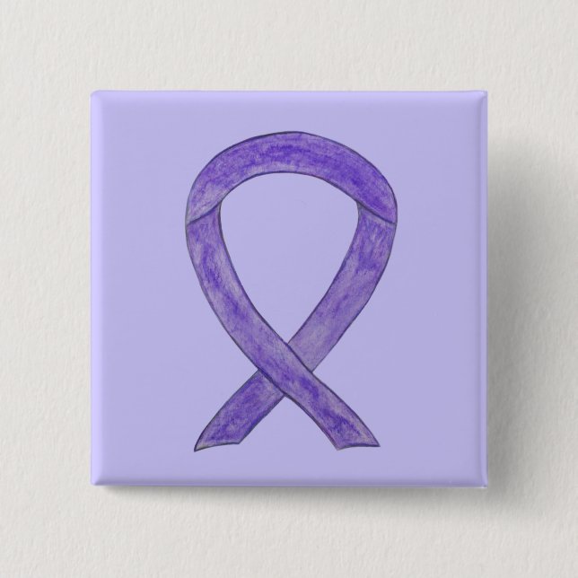 Lavender Awareness Ribbon Custom Button Pins (Front)