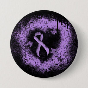 Lavender Awareness Ribbon Grunge Heart 7.5 Cm Round Badge