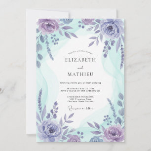 Lavender Azure Botanical Watercolor Wedding Invitation