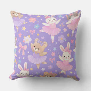 Lavender Baby Nursery Pillow-Cute Ballerina Bunny Cushion