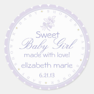 Lavender Baby Shower Classic Round Sticker