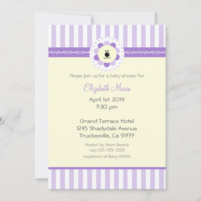 Lavender Baby Shower Invitation (Front)