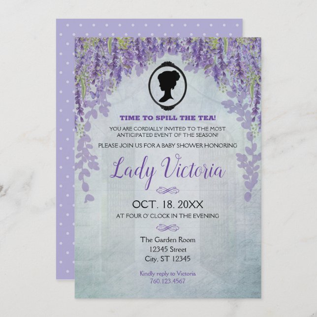 Lavender Baby Shower Tea Party Invitation (Front/Back)
