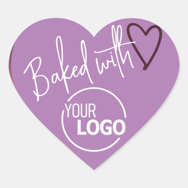 Lavender Baked with Love Homemade Baking Logo Heart Sticker (Front)