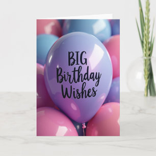 Lavender Balloon Birthday Wishes Card