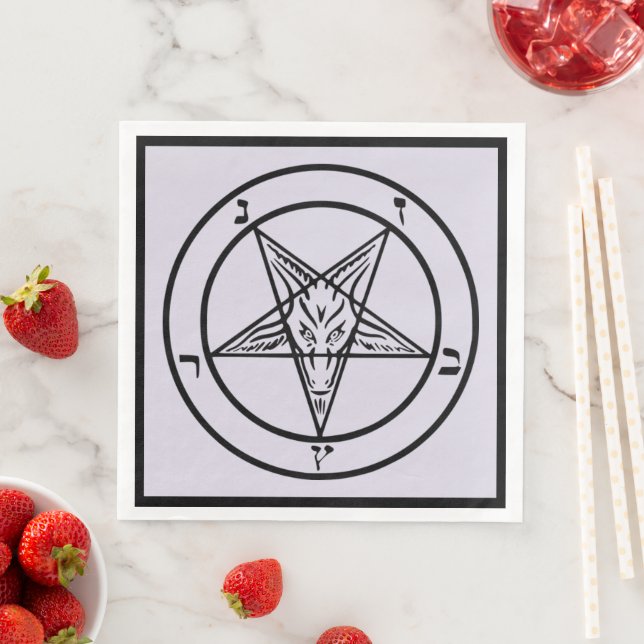 Lavender Baphomet Pentagram Satanic Dinner Napkin (Insitu)
