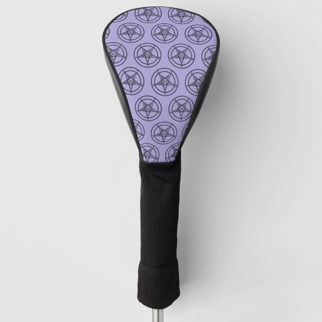 Lavender Baphomet Pentagram Satanic Golf Head Cover (Front)
