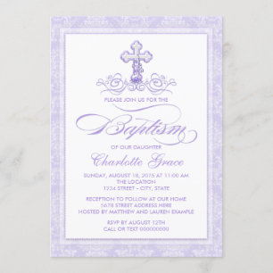 Lavender Baptism Invitations