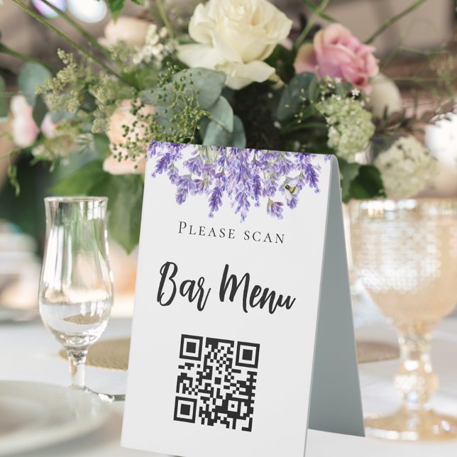 Lavender bar menu QR code typography (Creator Uploaded)