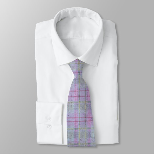 Lavender Barefoot Plaid  Tie (Tied)