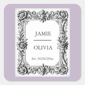 LAVENDER Baroque vintage Wedding  – Custom Text Square Sticker