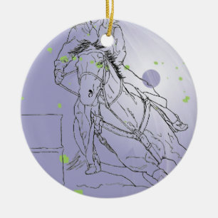 Lavender Barrel Racer Ceramic Ornament