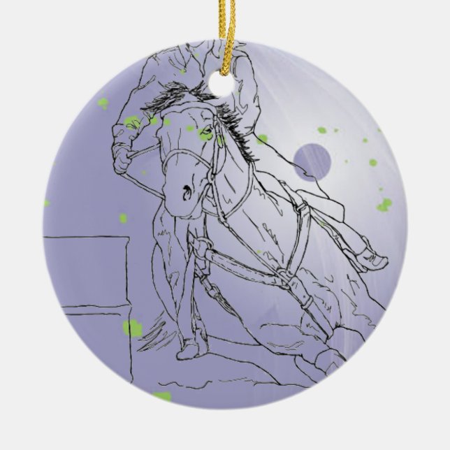 Lavender Barrel Racer Ceramic Ornament (Front)
