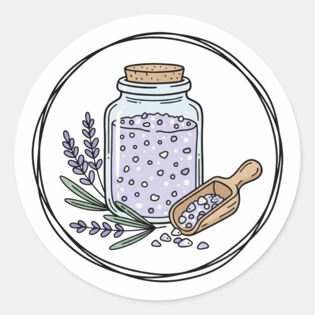 Lavender Bath Salt Jar Label Illustration | Spa (Front)