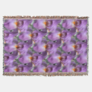 Lavender Bearded Iris Flower Nature Pattern Throw Blanket