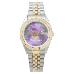 Lavender Bearded Iris Flower Personalised Watch