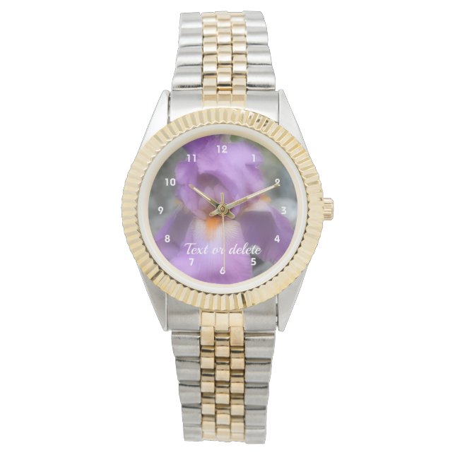 Lavender Bearded Iris Flower Personalised  Watch (Front)