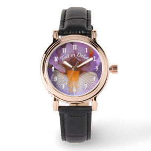 Lavender Bearded Iris Flower Petals Personalised Watch