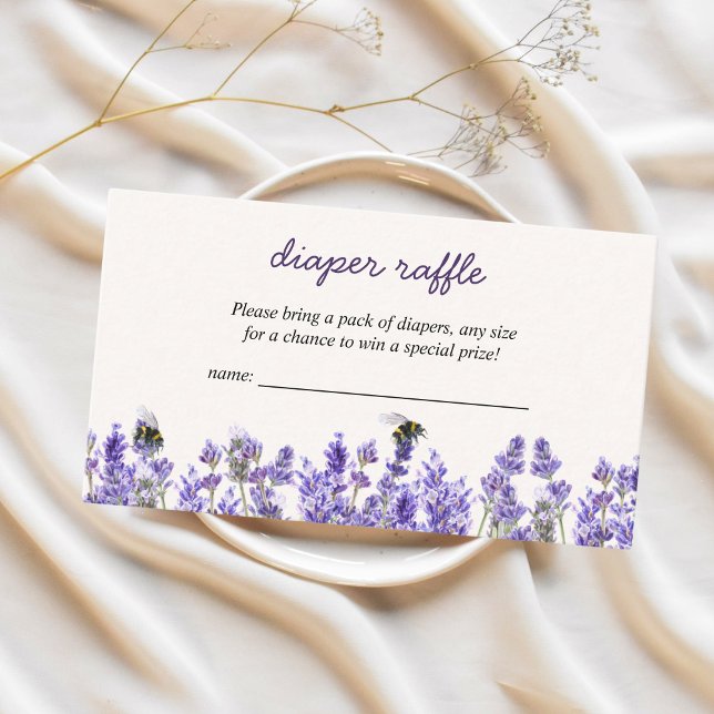 Lavender Bee Spring Baby Shower Diaper Raffle Enclosure Card (new chapter begins, lavender, bee, diaper raffle baby shower)