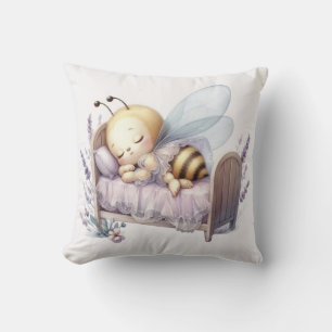 Lavender Bee Throw Pillow - Buzzing with Elegance