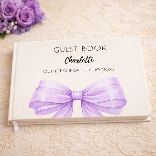 Lavender beige cream bow Quinceanera Guest Book