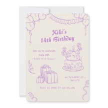 Lavender Beige Whimsical 14th Birthday Celebration