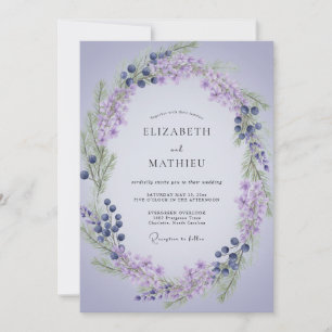Lavender Berry Wreath Wedding Invitation